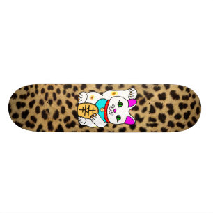 SKATE LEOPARDO AFORTUNADO DO CAT MANEKI NEKO DE MEOWIES