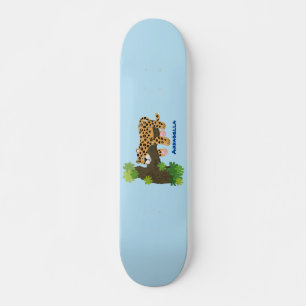 Skate Leopardo bonito dormindo em desenho animado de ár