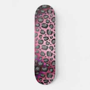 Skate Leopardo brilhante impresso a rosa quente brilhant