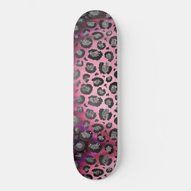Skate Leopardo brilhante impresso a rosa quente brilhant (Frente)