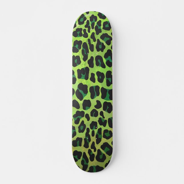 Skate Leopardo Negro e Impressão Verde (Frente)