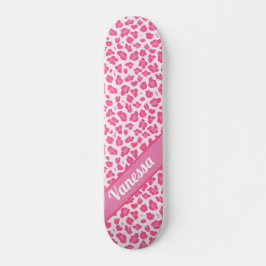 Skate Leopardo Rosa Personalizado - Raparigas Skateboar
