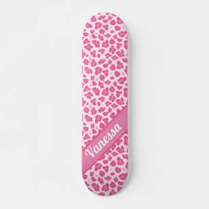 Skate Leopardo Rosa Personalizado - Raparigas Skateboar