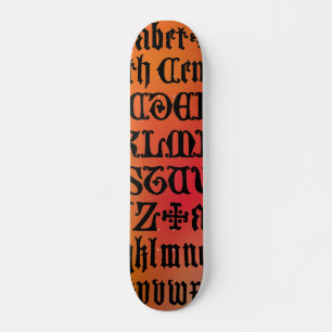 Skate Letras Góticas Vermelhas e Laranja