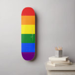 Skate LGBT Orgulho gay Arco-Íris Bandeira LGBTQ Monogram<br><div class="desc">Lindas, vibrantes e vibrantes cores do arco-íris orgulho gay LGBT, padrão colorido de faixas geométricas, personalizado, elegante e elegante script / tipografia / fonte, moderna, legal, na moda, competição de mapeamento de duro-rocha em forma de skate. Para personalizar, basta digitar seu nome / monograma / iniciais. Ao adicionar / design,...</div>