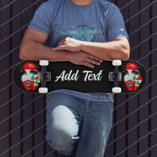 Skate Líbano Flag e Map no rosto da menina (Ao ar livre 3)