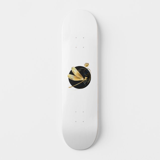 Skate libélula ouro em círculo preto (Frente)