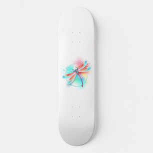 Skate libélula vermelha sobre fundo de aquarela