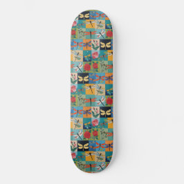 Skate Libélulas Coloridas E Rosas Remendado