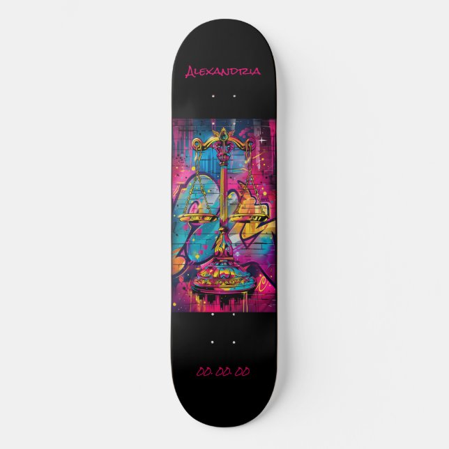 Skate Libra Astrologia Grafitti Personalizada (Frente)