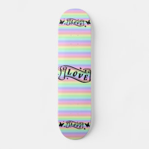 Skate Liebe Schriftband, schmetterling auf Regenbogen