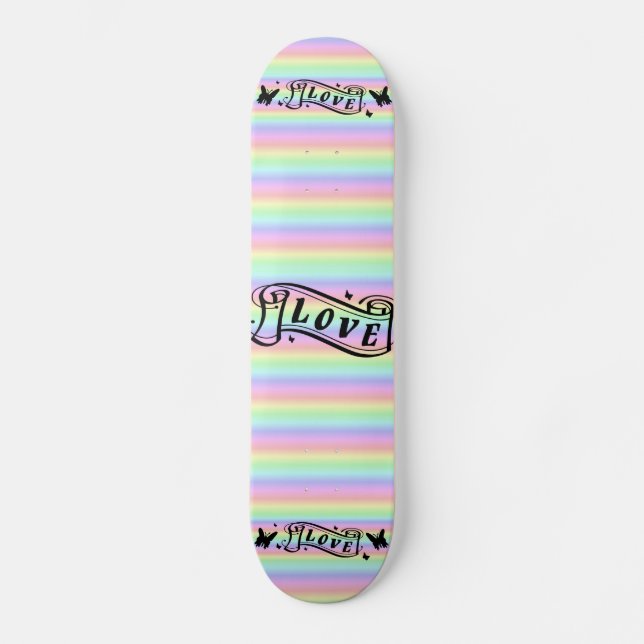 Skate Liebe Schriftband, schmetterling auf Regenbogen (Frente)
