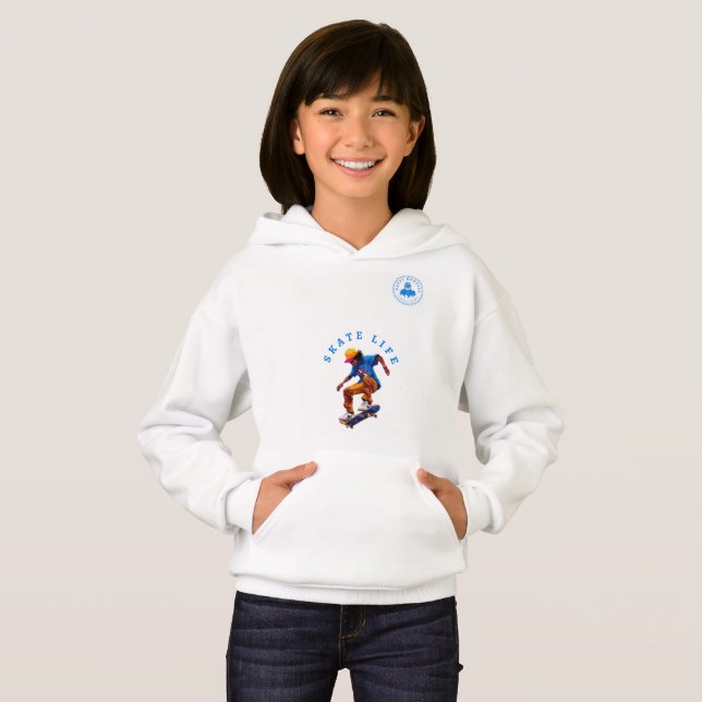 Skate Life Happy Hoodie para crianças (Frente Completa)