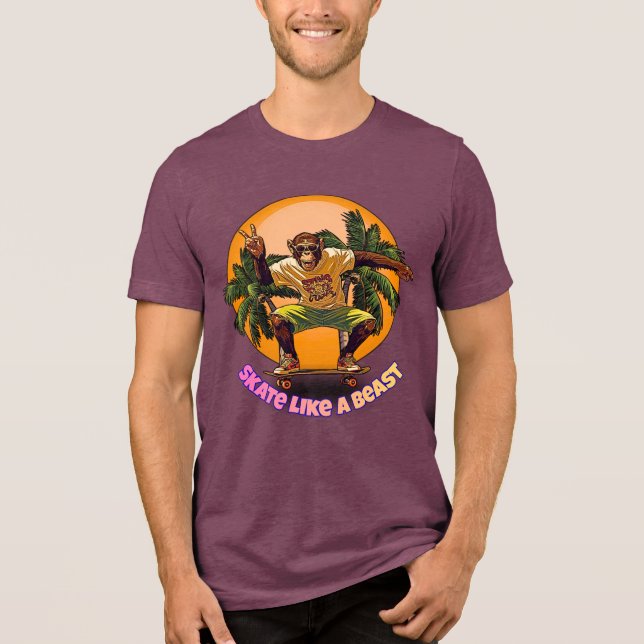 Skate Like a Beast Cool Chimpanzee Skater Design (Frente)