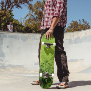 Skate Lima Verde Grunge com Acentos Pretos