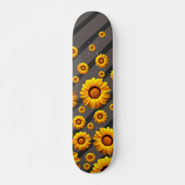 Skate Lindas flores amarelas nas cinzas, faixas pretas