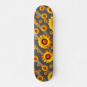 Skate Lindas flores amarelas nas cinzas, listras pratead
