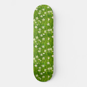 Skate Lindas Flores Brancas e Folhas Verdes