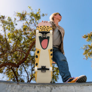 Skate Lindo Leopardo Selvagem Sorridente Feliz Desenho A