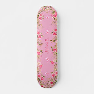 Skate Lindo Rosa Claro & Rosas Cor-de-Rosa & Borboletas