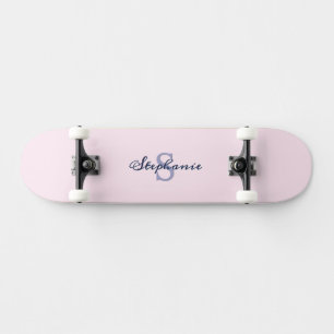 Skate Lindo Rosa Pastel Elegante Simples Fofo Monogramad