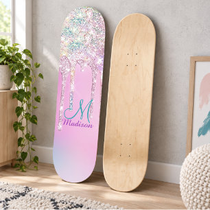 Skate Lindo Unicórnio Rosa Chuvisco de Glitter