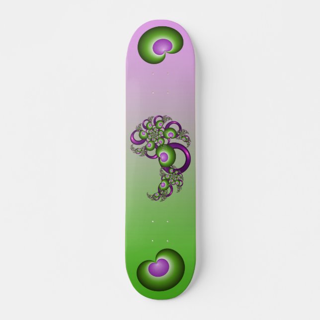 Skate Lindos Corações Verdes Rosa Moderno Abstrato Fract (Frente)