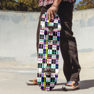 Skate Linhas de Xadrez multicoloridas verificadas Design