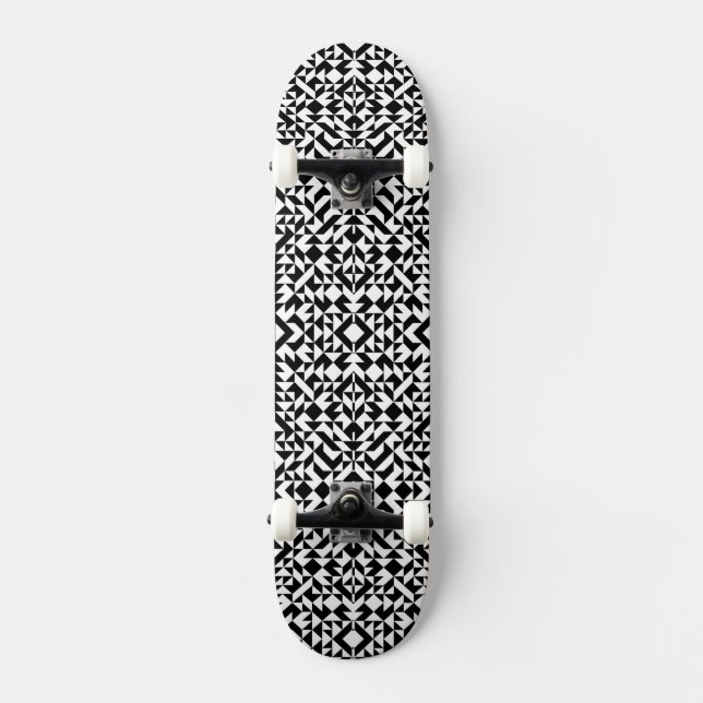 Skate Linhas geométricas contínuas pretas e brancas fofa (Frente)
