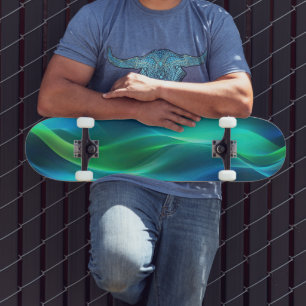 Skate Linhas onduladas verdes e azuis