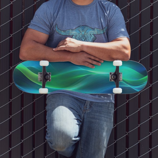 Skate Linhas onduladas verdes e azuis (Ao ar livre 3)