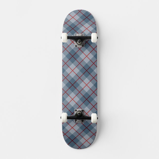 Skate Listra Azul-Vermelha da xadrez diagonal (Frente)
