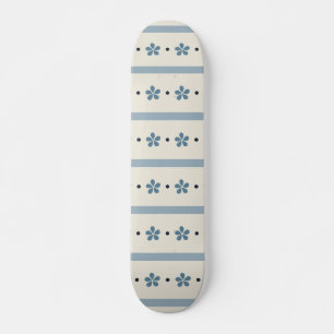 Skate Listras Azuis e Creme com Flores