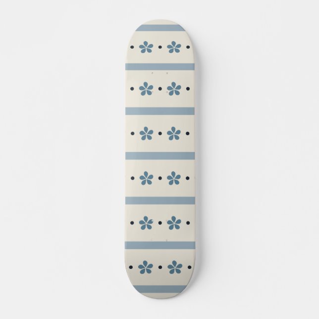 Skate Listras Azuis e Creme com Flores (Frente)