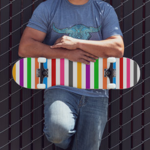 Skate Listras de Arco-Íris Colorido - Branco