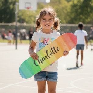 Skate Listras de Arco-Íris Nome Personalizado