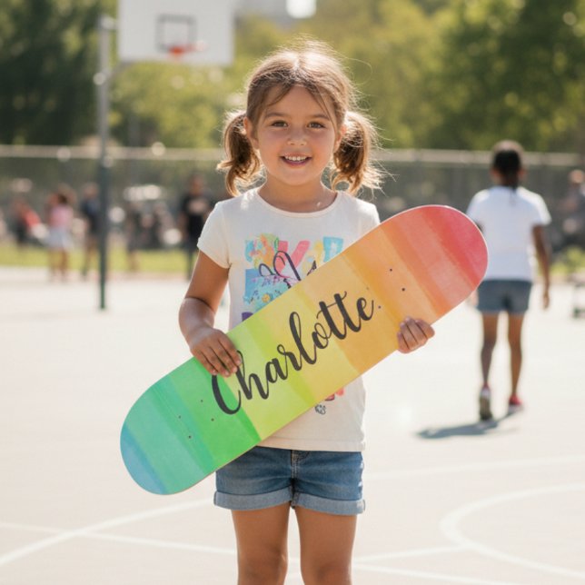 Skate Listras de Arco-Íris Nome Personalizado (Criador carregado)