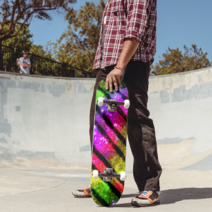 Skate Listras de Brilho Arco-Íris Neon