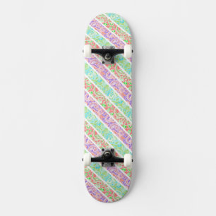 Skate Listras de flores pastéis coloridas fofas