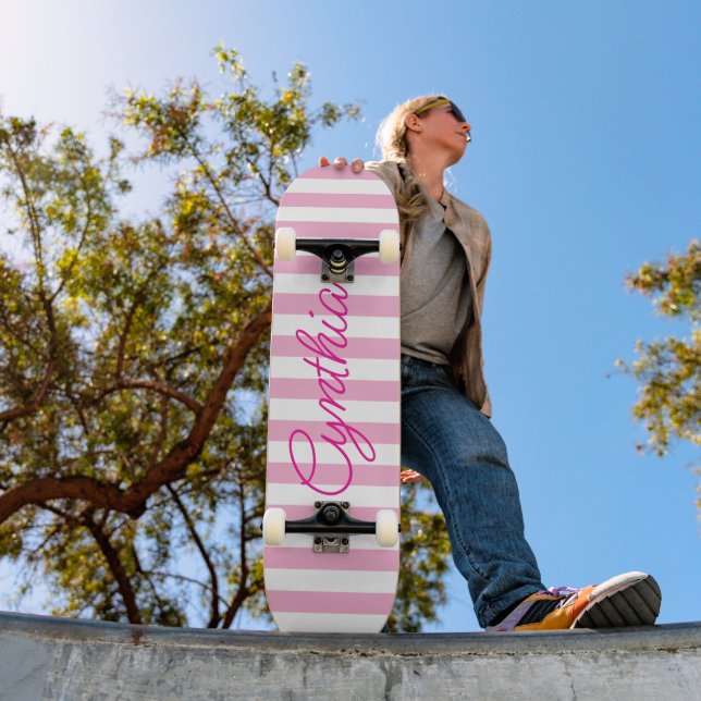 Skate Listras Rosa Moderno Personalizado (Ao ar livre 1)