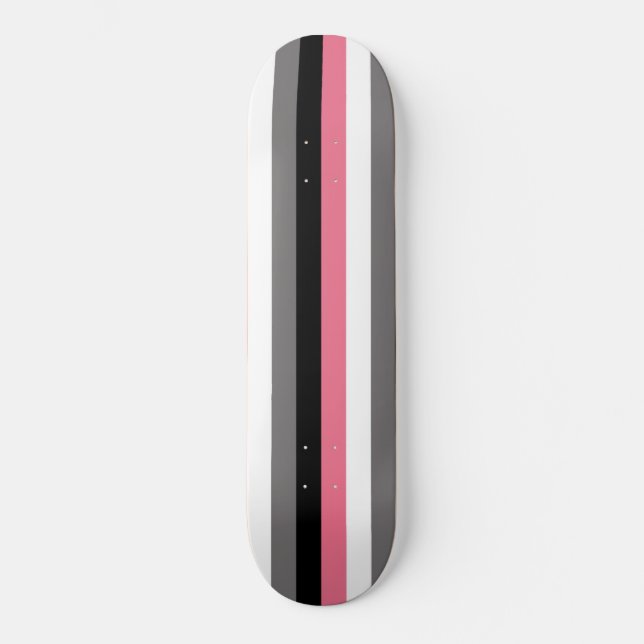 Skate Listras Verticais Rosa Branco Cinza Preto (Frente)