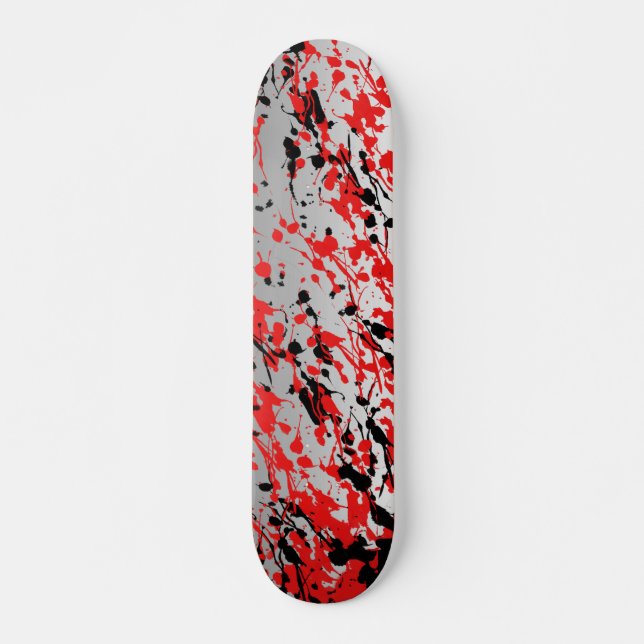 Skate Lixeira e perfuração de Abstrato preto e vermelho (Frente)