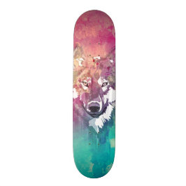 Skate Lobo abstrato artístico da aguarela cor-de-rosa de