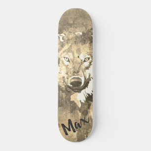 Skate Lobo abstrato branco-negro