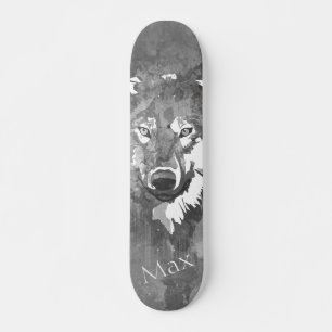 Skate Lobo branco-d-água preto abstrato moderno