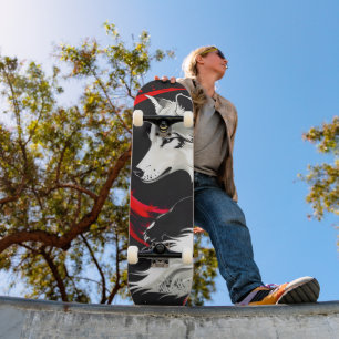 Skate Lobo Branco Vermelho Lunar