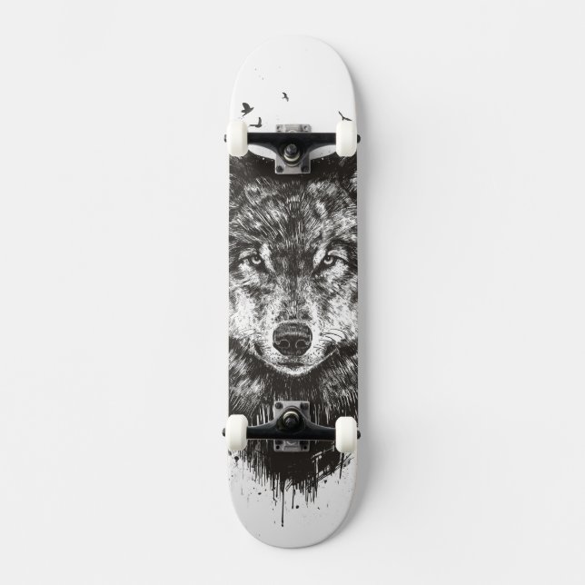 Skate Lobo dos cervos (preto e branco) (Frente)