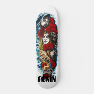 Skate Lorona Skulls Rosas Rapariga Nuvens Tabuleiro de M