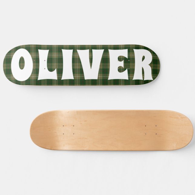 Skate lousa de tartan verde personalizada (Horz)