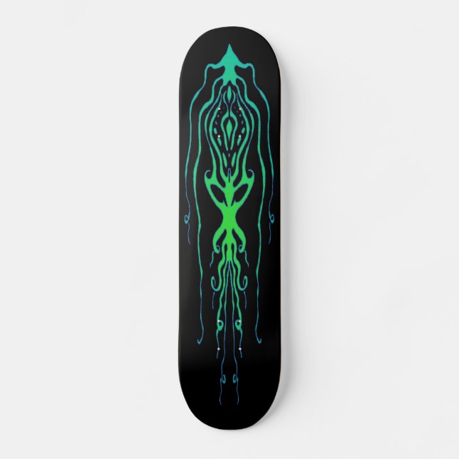 Skate Lula de Tatuagem de Octopus Tribal - verde em pret (Frente)